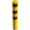 Bollard | steel tube  193 x 3,6 mm | yellow / black | stationary, for casting in concrete | total length: 1200 mm | with welded steel cap